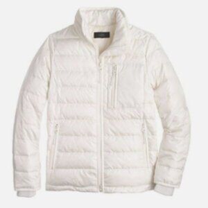 J CREW Ivory Cream Lightweight Down Puffer Winter Jacket Coat XS